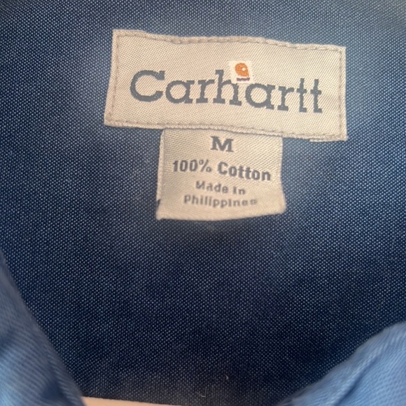 Carhartt 100% Cotton Button Down Shirt Navy Blue Size Medium Excellent Condition - Picture 4 of 4